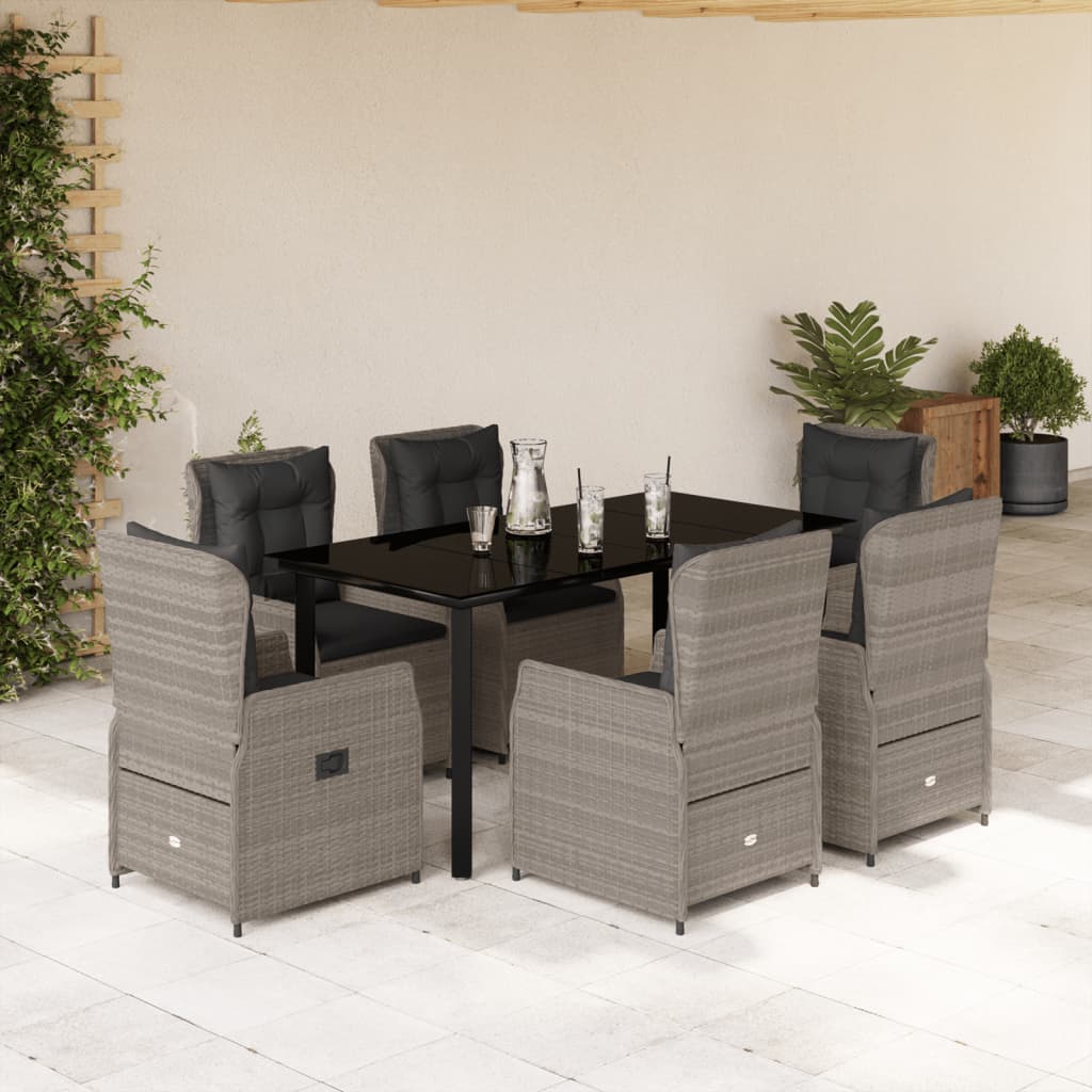 7-delige Tuinset met kussens poly rattan grijs is nu te koop bij PeponiXL, paradijselijk wonen!
