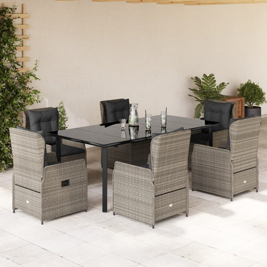 7-delige Tuinset met kussens poly rattan grijs is nu te koop bij PeponiXL, paradijselijk wonen!