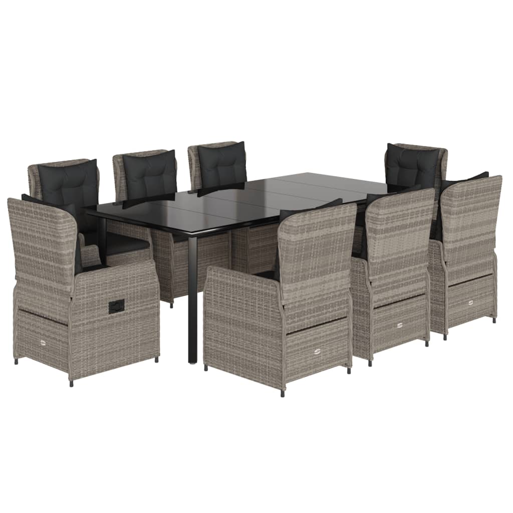 9-delige Tuinset met kussens poly rattan lichtgrijs is nu te koop bij PeponiXL, paradijselijk wonen!