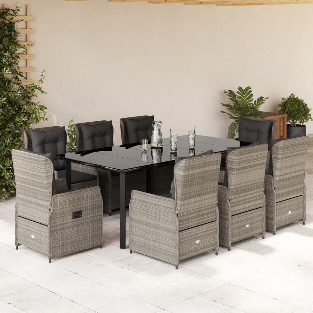 9-delige Tuinset met kussens poly rattan lichtgrijs is nu te koop bij PeponiXL, paradijselijk wonen!