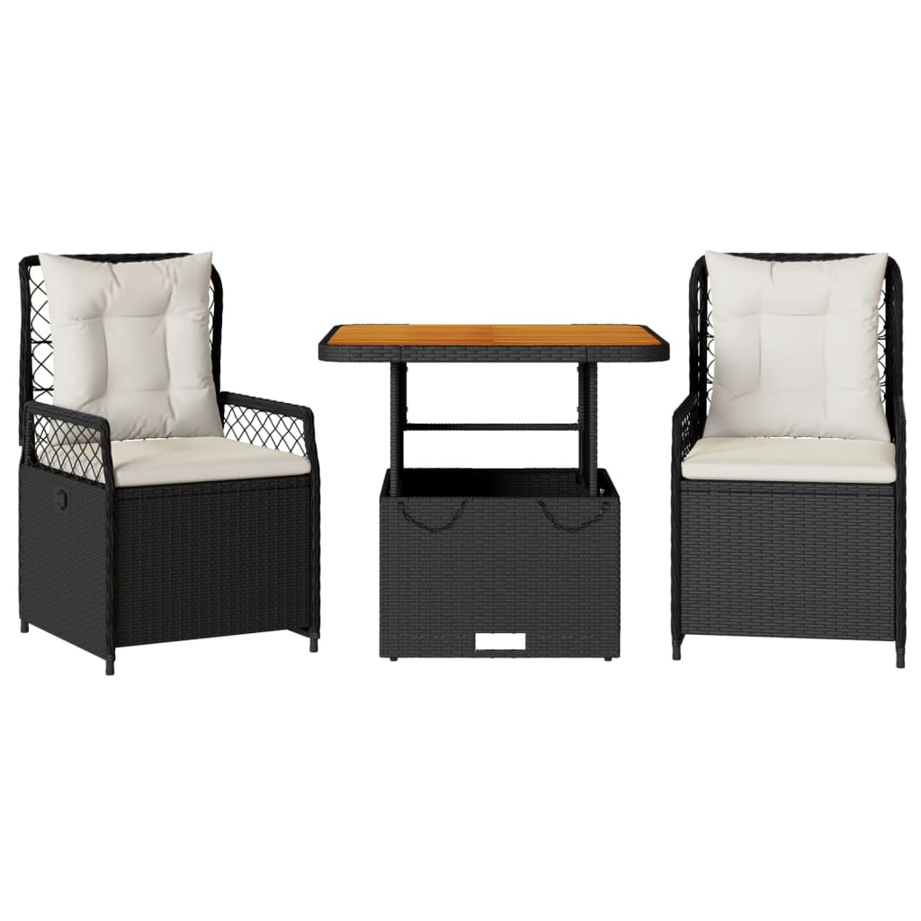 3-delige Tuinset met kussens poly rattan zwart is nu te koop bij PeponiXL, paradijselijk wonen!