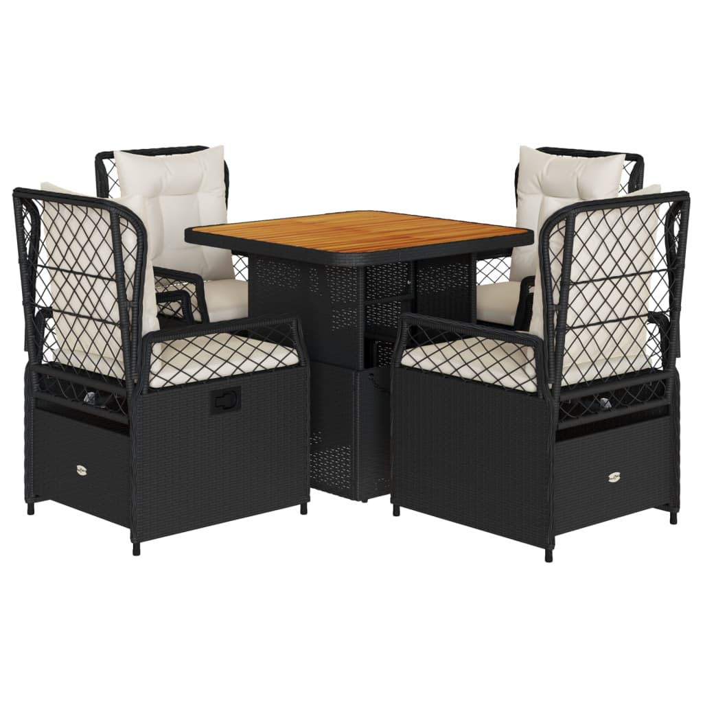 5-delige Tuinset met kussens poly rattan zwart is nu te koop bij PeponiXL, paradijselijk wonen!