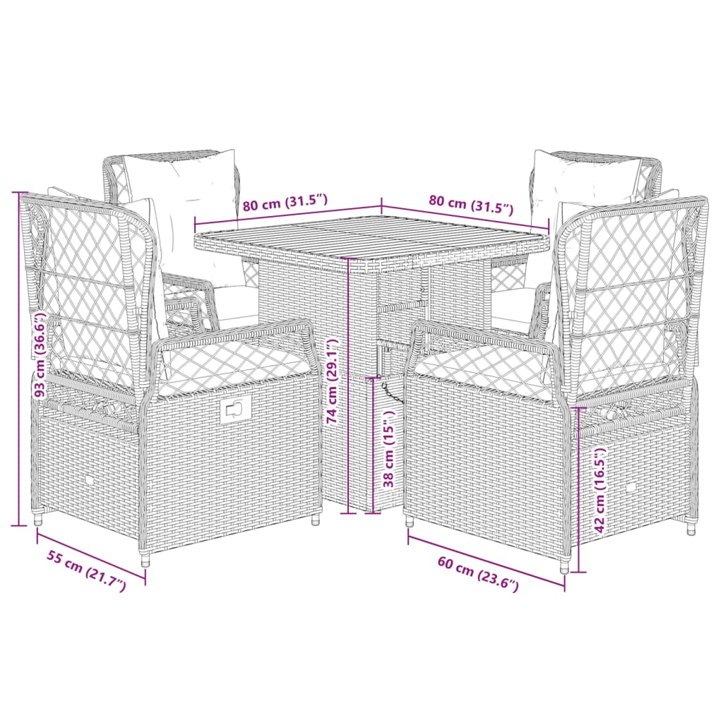 5-delige Tuinset met kussens poly rattan zwart is nu te koop bij PeponiXL, paradijselijk wonen!