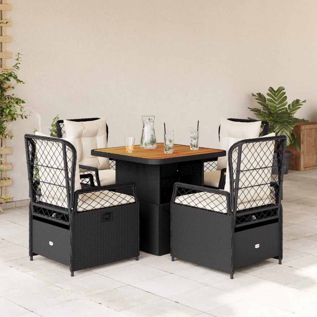 5-delige Tuinset met kussens poly rattan zwart is nu te koop bij PeponiXL, paradijselijk wonen!