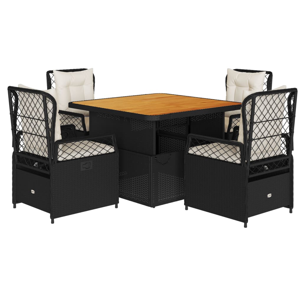 5-delige Tuinset met kussens poly rattan zwart is nu te koop bij PeponiXL, paradijselijk wonen!