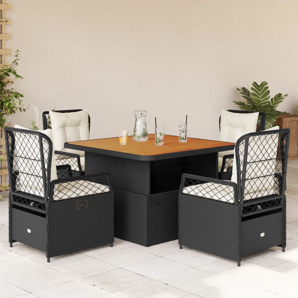 5-delige Tuinset met kussens poly rattan zwart is nu te koop bij PeponiXL, paradijselijk wonen!