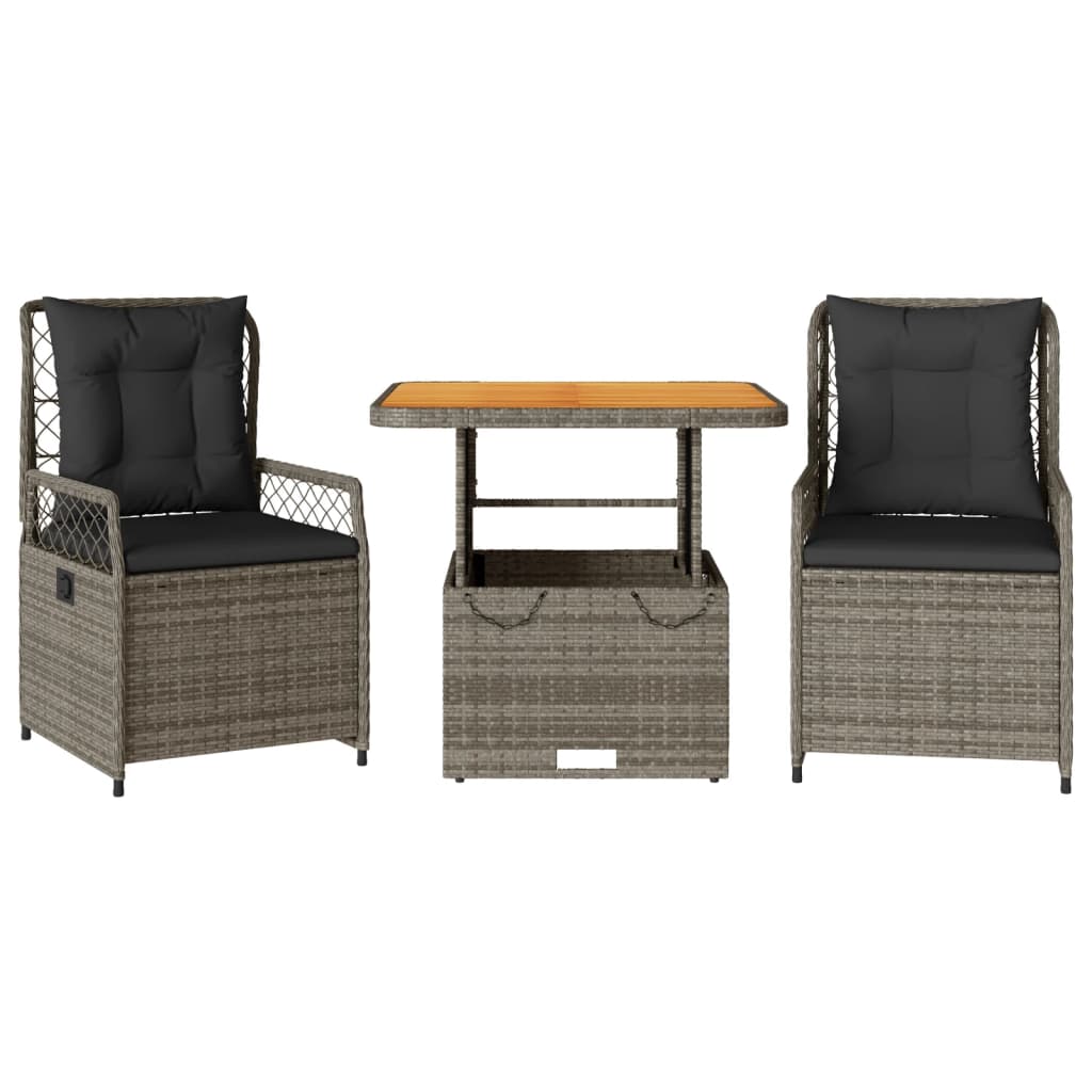 3-delige Tuinset met kussens poly rattan grijs is nu te koop bij PeponiXL, paradijselijk wonen!