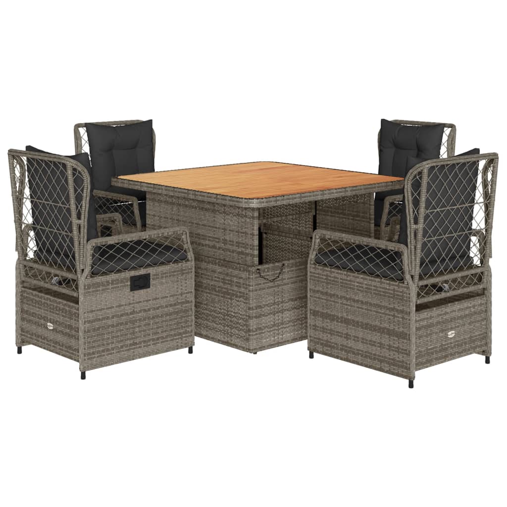5-delige Tuinset met kussens poly rattan grijs is nu te koop bij PeponiXL, paradijselijk wonen!