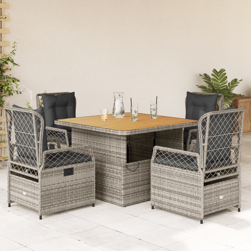 5-delige Tuinset met kussens poly rattan grijs is nu te koop bij PeponiXL, paradijselijk wonen!