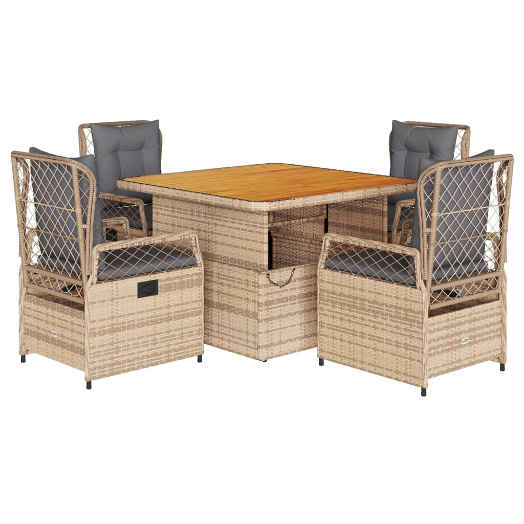 5-delige Tuinset met kussens poly rattan beige is nu te koop bij PeponiXL, paradijselijk wonen!