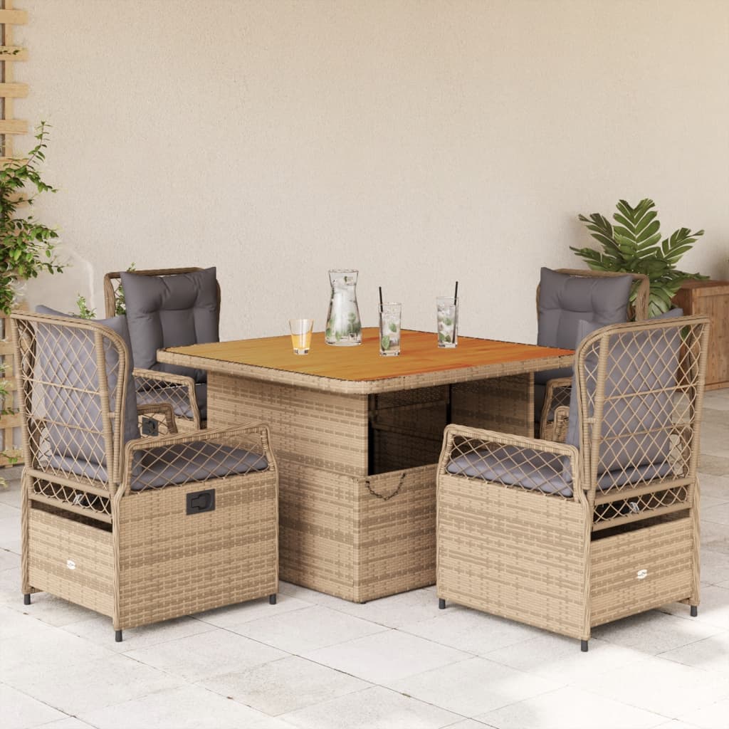 5-delige Tuinset met kussens poly rattan beige is nu te koop bij PeponiXL, paradijselijk wonen!