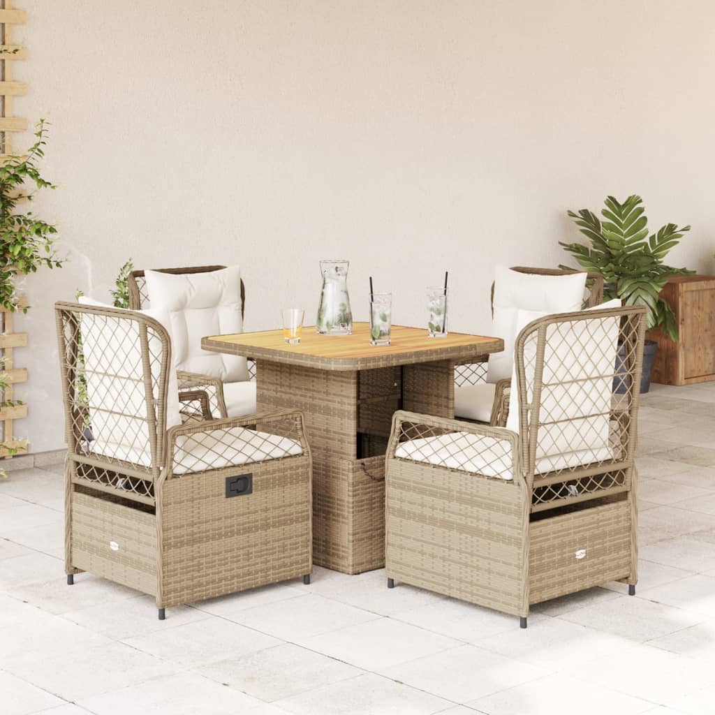 5-delige Tuinset met kussens poly rattan beige is nu te koop bij PeponiXL, paradijselijk wonen!