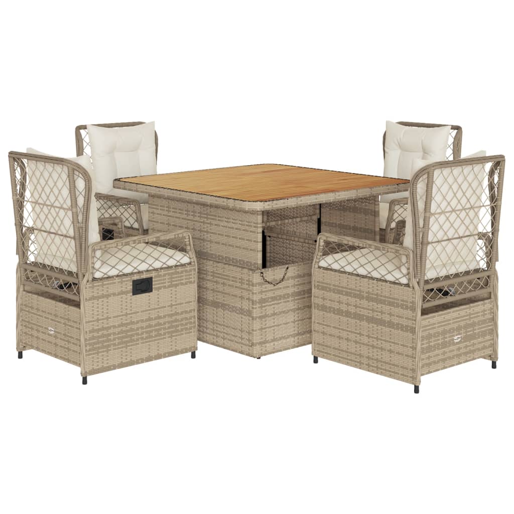 5-delige Tuinset met kussens poly rattan beige is nu te koop bij PeponiXL, paradijselijk wonen!