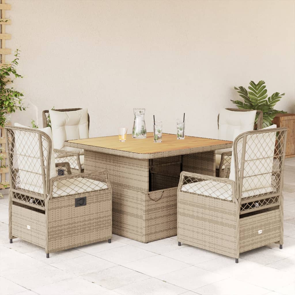 5-delige Tuinset met kussens poly rattan beige is nu te koop bij PeponiXL, paradijselijk wonen!
