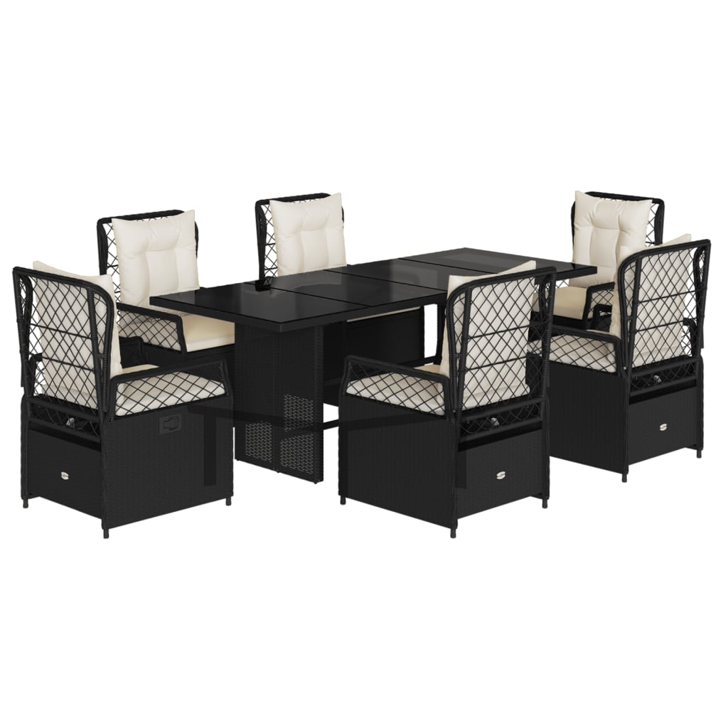 7-delige Tuinset met kussens poly rattan zwart is nu te koop bij PeponiXL, paradijselijk wonen!