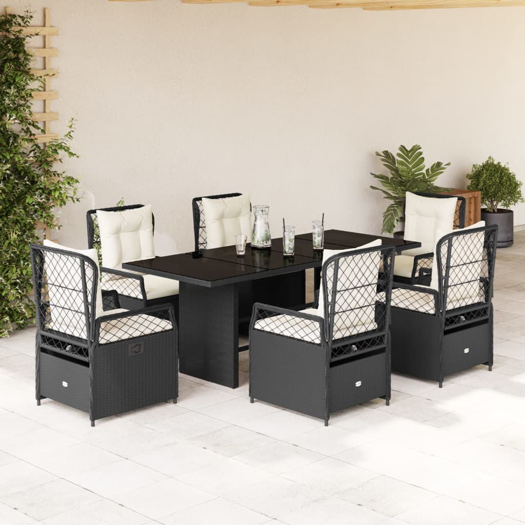 7-delige Tuinset met kussens poly rattan zwart is nu te koop bij PeponiXL, paradijselijk wonen!