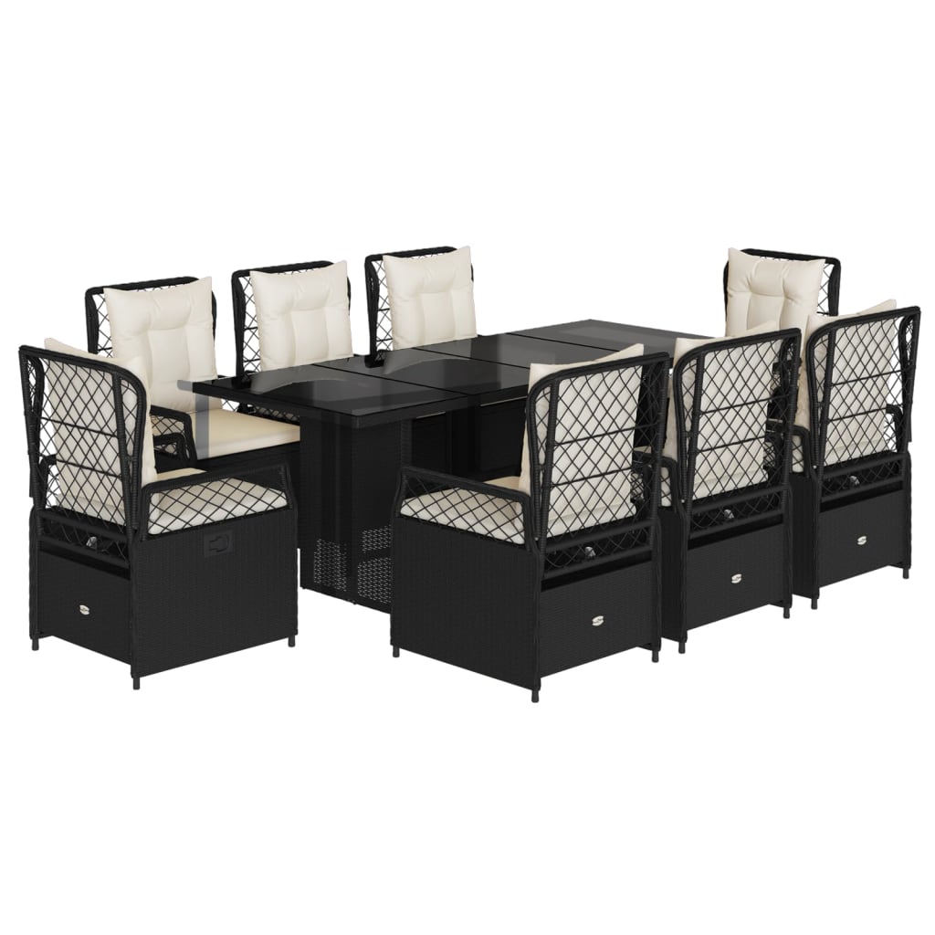 9-delige Tuinset poly rattan zwart is nu te koop bij PeponiXL, paradijselijk wonen!