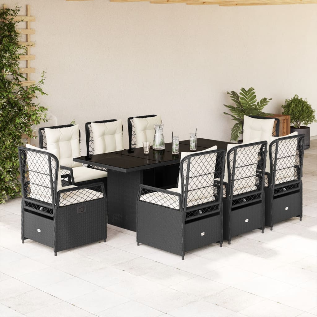 9-delige Tuinset poly rattan zwart is nu te koop bij PeponiXL, paradijselijk wonen!