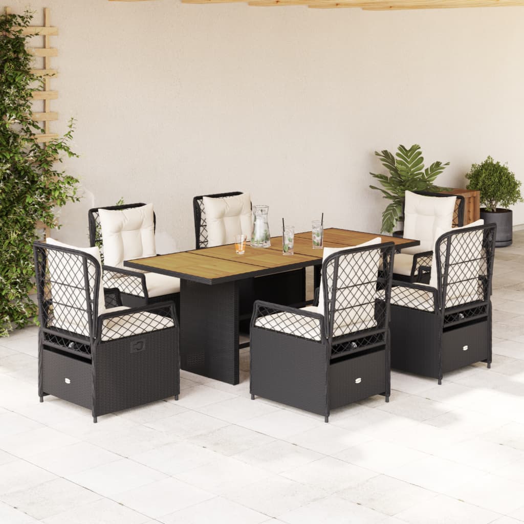 7-delige Tuinset met kussens poly rattan zwart is nu te koop bij PeponiXL, paradijselijk wonen!
