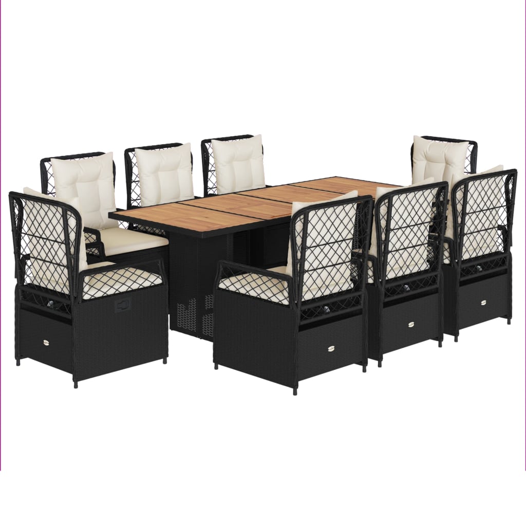 9-delige Tuinset poly rattan zwart is nu te koop bij PeponiXL, paradijselijk wonen!