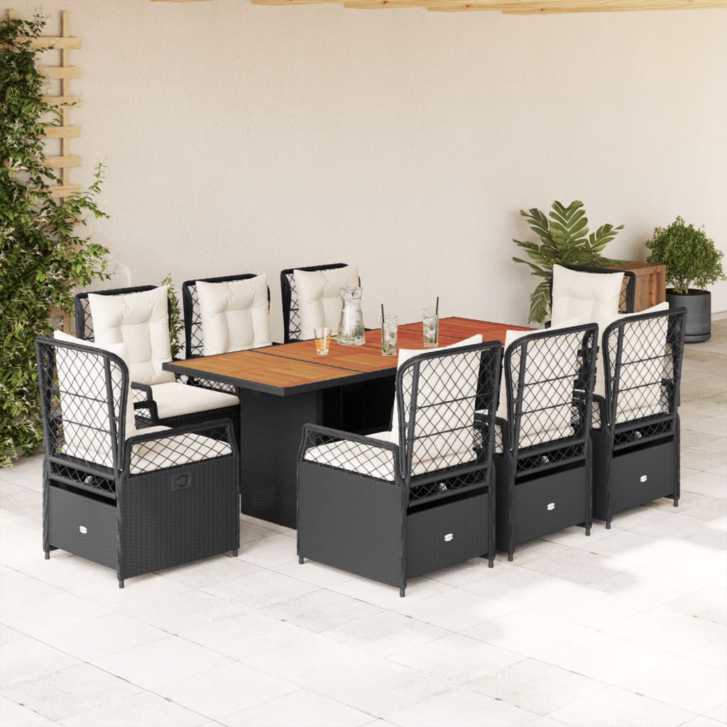 9-delige Tuinset poly rattan zwart is nu te koop bij PeponiXL, paradijselijk wonen!