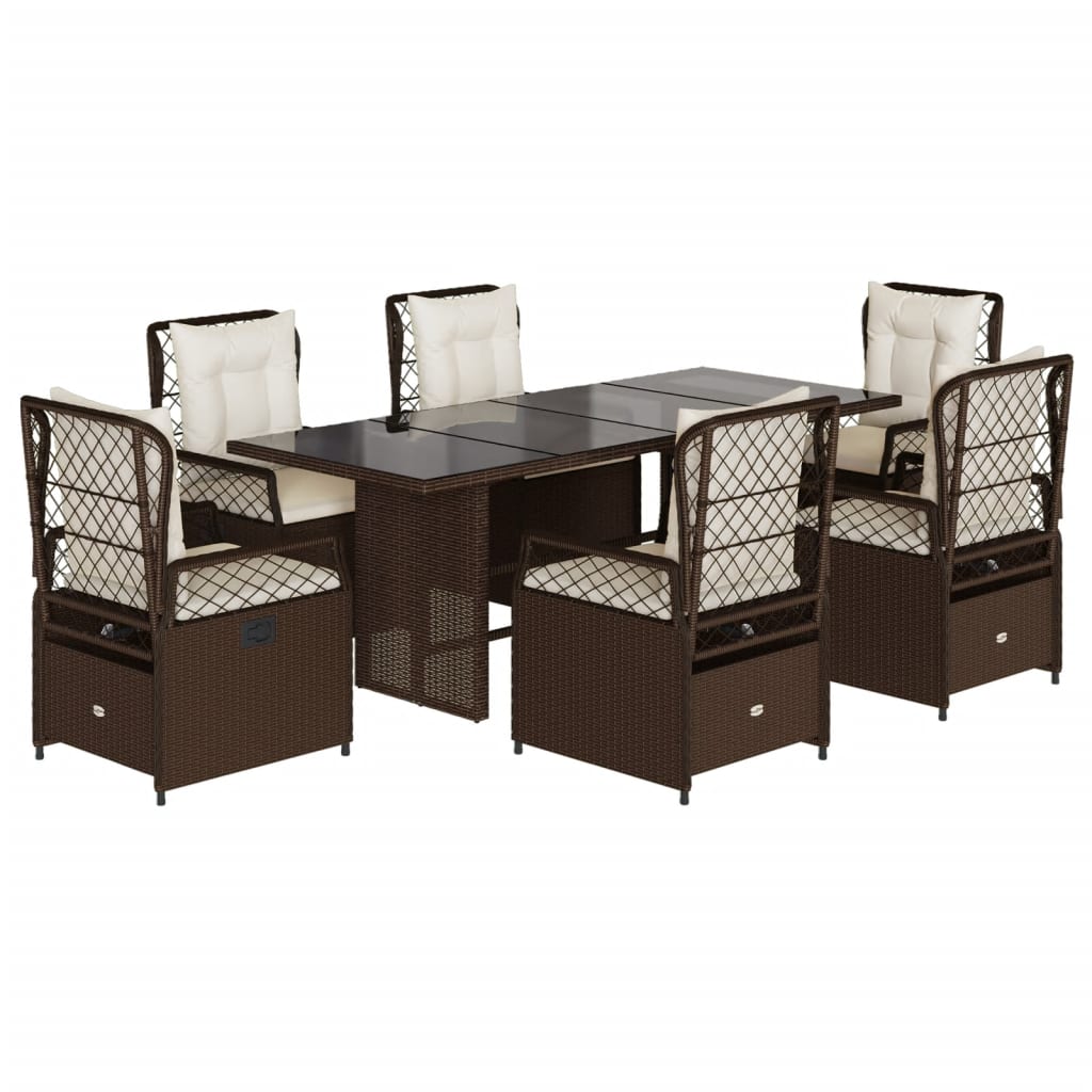 7-delige Tuinset met kussens poly rattan bruin is nu te koop bij PeponiXL, paradijselijk wonen!
