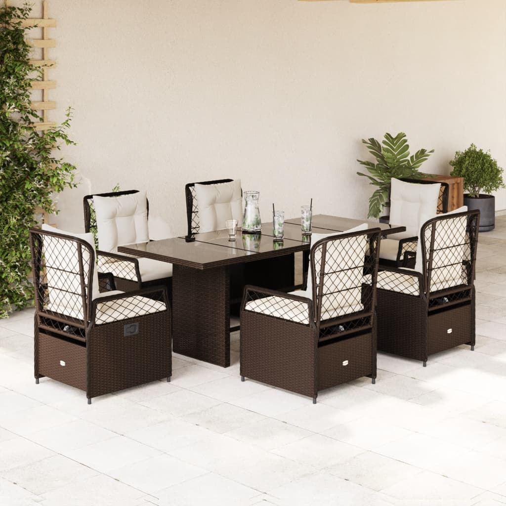 7-delige Tuinset met kussens poly rattan bruin is nu te koop bij PeponiXL, paradijselijk wonen!
