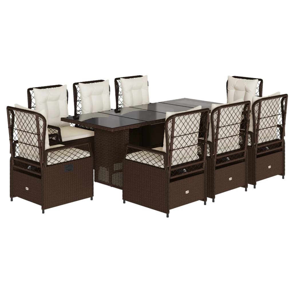 9-delige Tuinset met kussens poly rattan bruin is nu te koop bij PeponiXL, paradijselijk wonen!