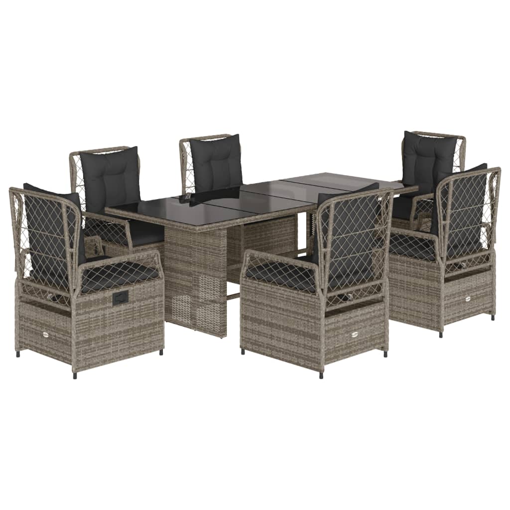 7-delige Tuinset met kussens poly rattan grijs is nu te koop bij PeponiXL, paradijselijk wonen!