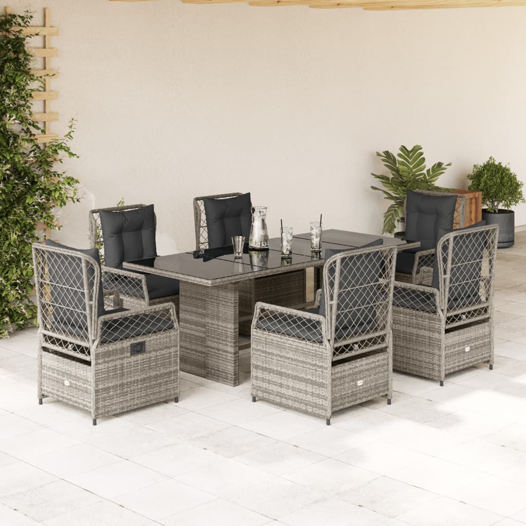 7-delige Tuinset met kussens poly rattan grijs is nu te koop bij PeponiXL, paradijselijk wonen!