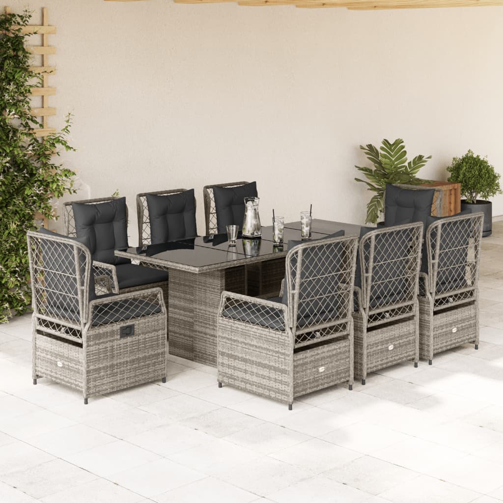 9-delige Tuinset met kussens poly rattan grijs is nu te koop bij PeponiXL, paradijselijk wonen!