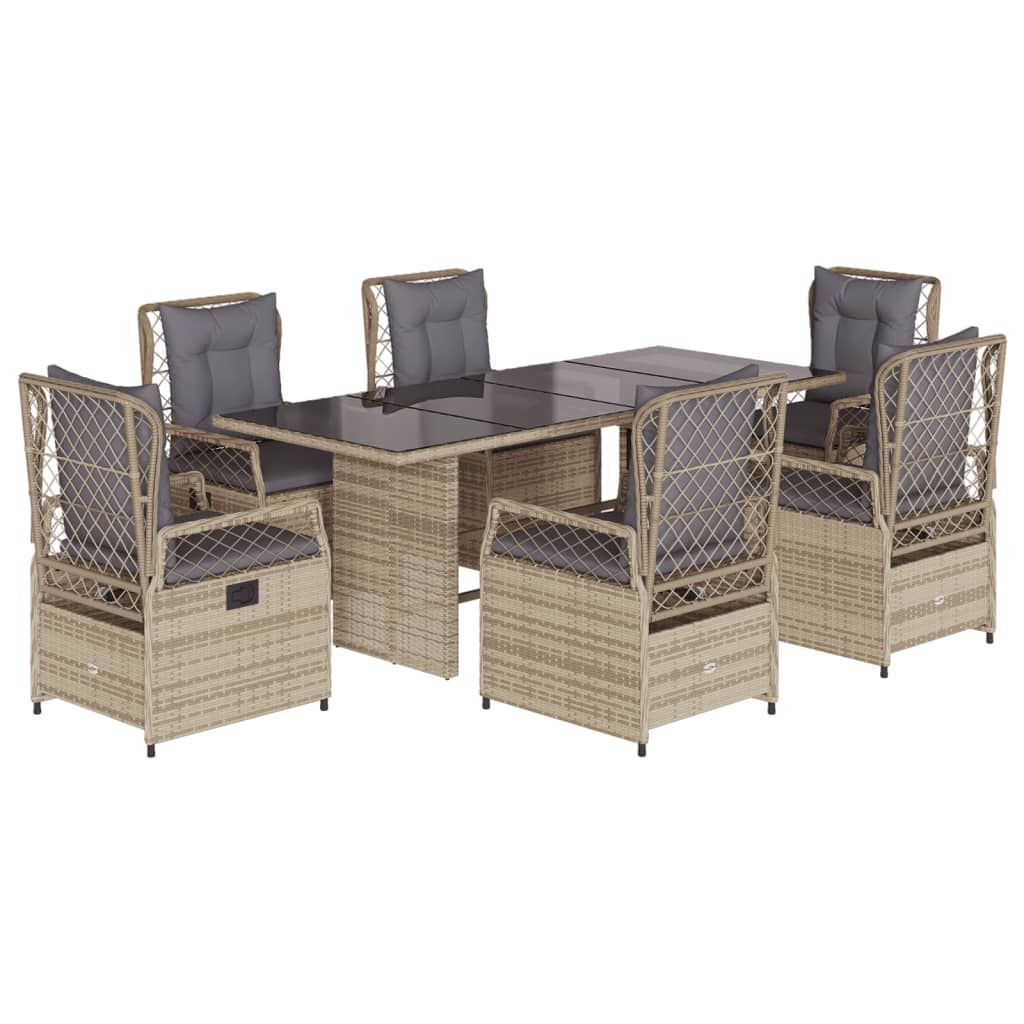 7-delige Tuinset met kussens poly rattan beige is nu te koop bij PeponiXL, paradijselijk wonen!