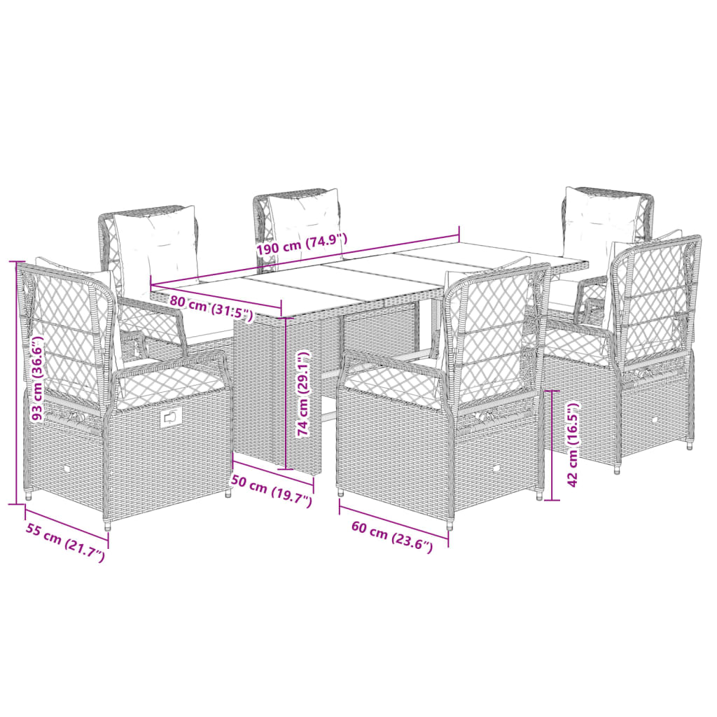 7-delige Tuinset met kussens poly rattan beige is nu te koop bij PeponiXL, paradijselijk wonen!