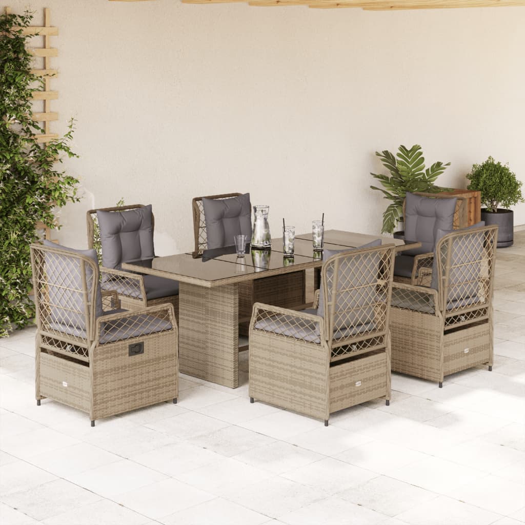 7-delige Tuinset met kussens poly rattan beige is nu te koop bij PeponiXL, paradijselijk wonen!