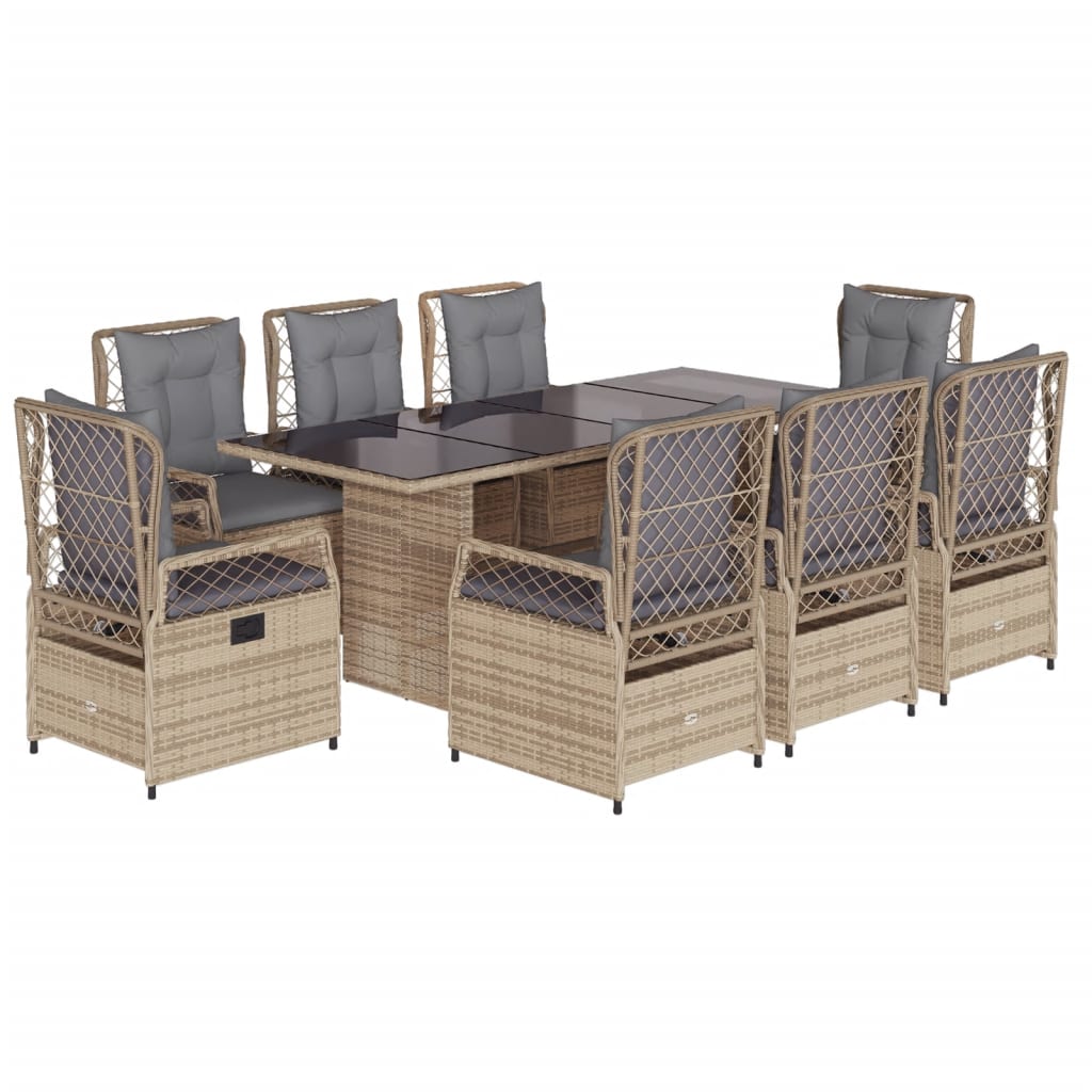 9-delige Tuinset met kussens poly rattan beige is nu te koop bij PeponiXL, paradijselijk wonen!