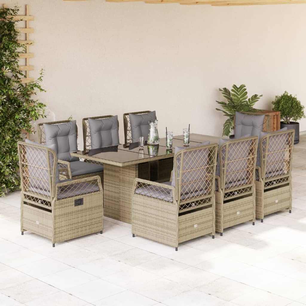 9-delige Tuinset met kussens poly rattan beige is nu te koop bij PeponiXL, paradijselijk wonen!