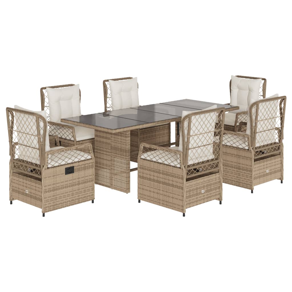 7-delige Tuinset met kussens poly rattan beige is nu te koop bij PeponiXL, paradijselijk wonen!