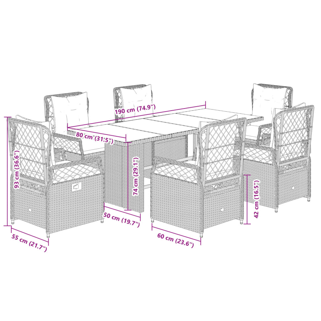 7-delige Tuinset met kussens poly rattan beige is nu te koop bij PeponiXL, paradijselijk wonen!
