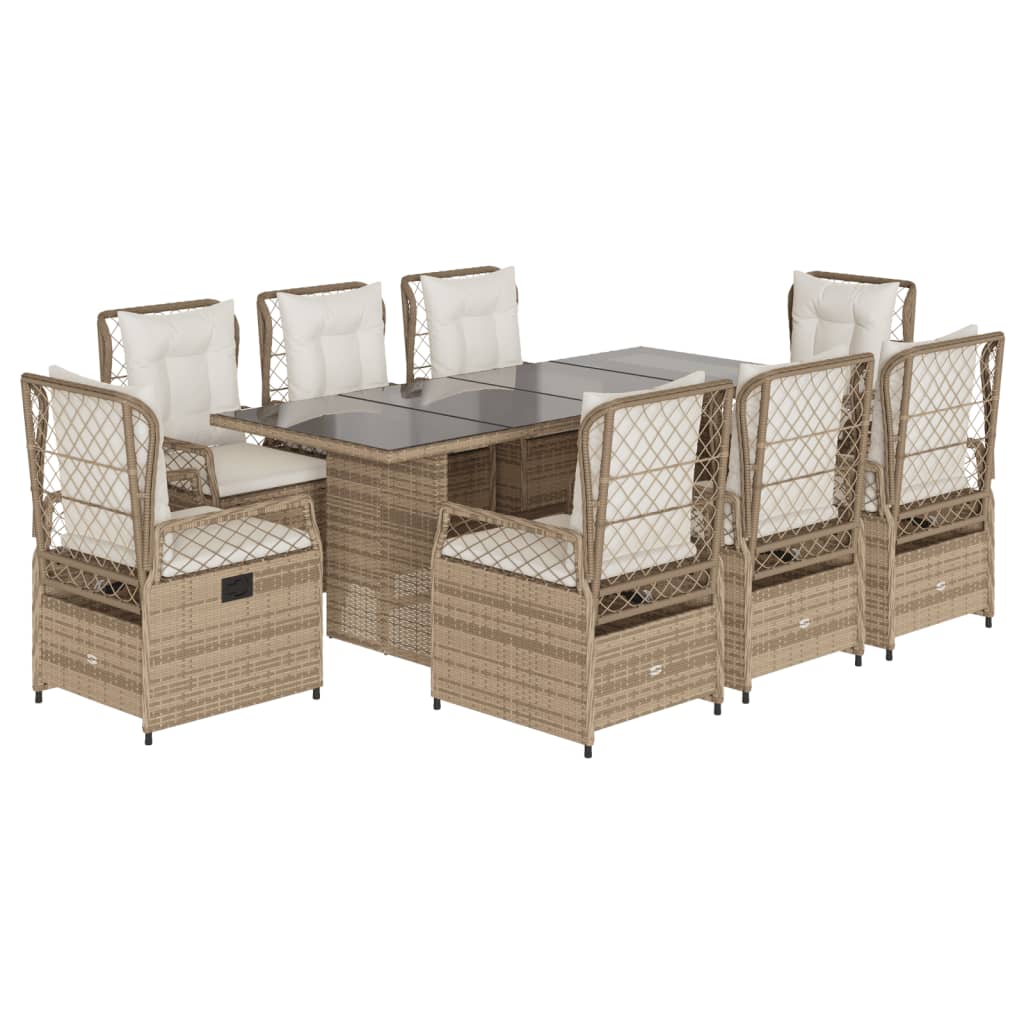 9-delige Tuinset met kussens poly rattan beige is nu te koop bij PeponiXL, paradijselijk wonen!