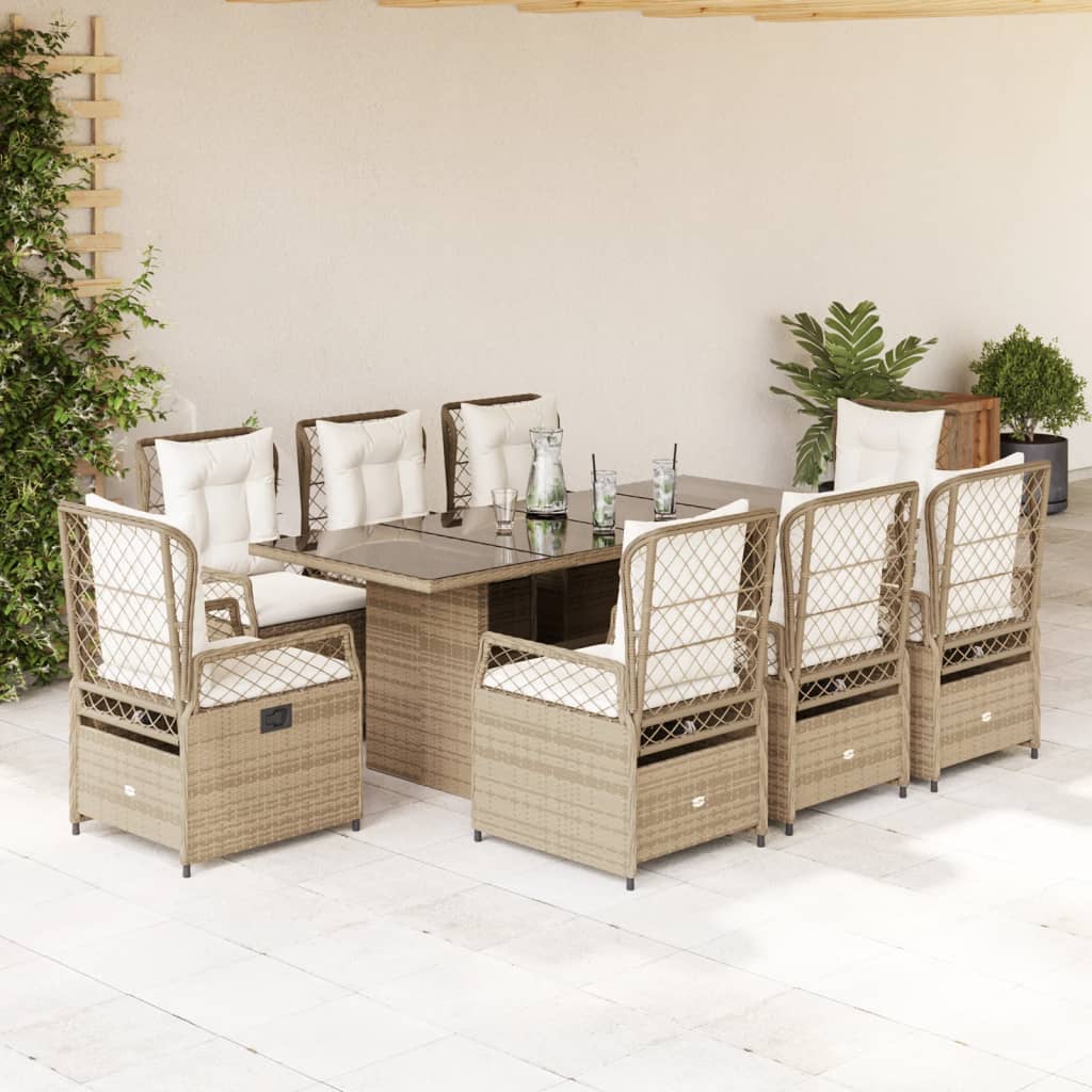 9-delige Tuinset met kussens poly rattan beige is nu te koop bij PeponiXL, paradijselijk wonen!