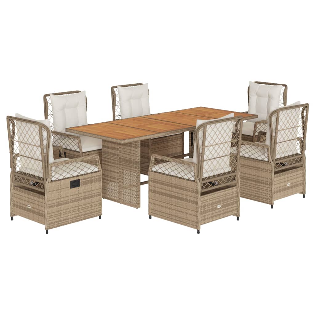 7-delige Tuinset met kussens poly rattan beige is nu te koop bij PeponiXL, paradijselijk wonen!