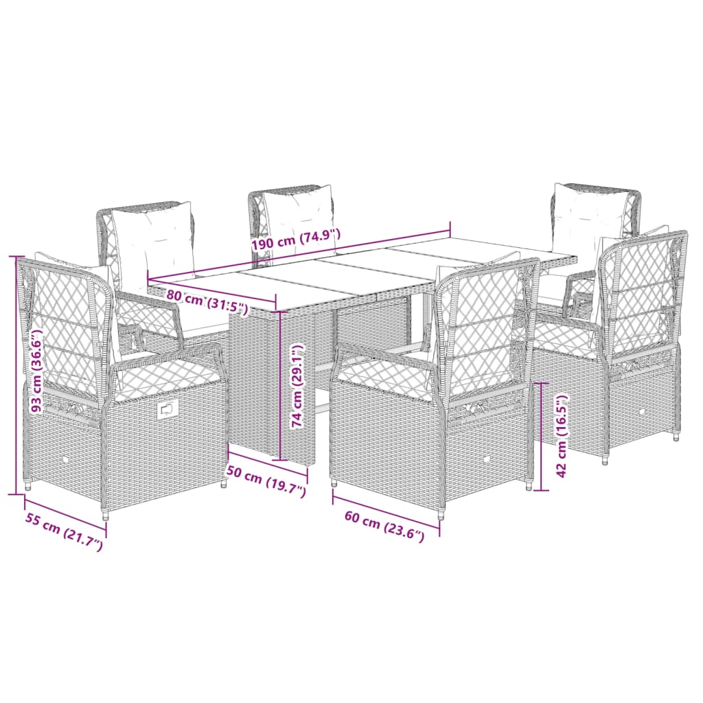 7-delige Tuinset met kussens poly rattan beige is nu te koop bij PeponiXL, paradijselijk wonen!