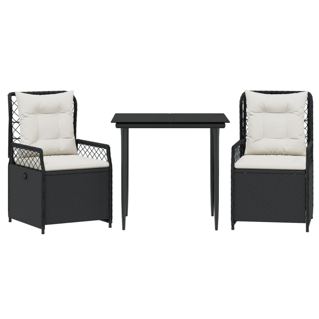 3-delige Tuinset met kussens poly rattan zwart is nu te koop bij PeponiXL, paradijselijk wonen!