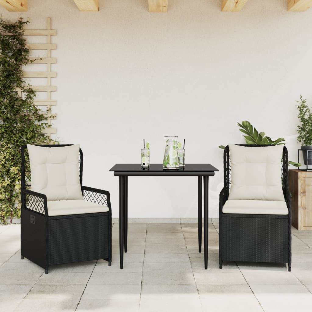 3-delige Tuinset met kussens poly rattan zwart is nu te koop bij PeponiXL, paradijselijk wonen!