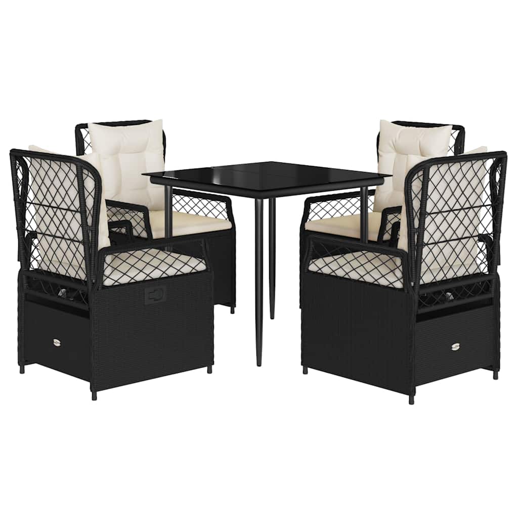 5-delige Tuinset met kussens poly rattan zwart is nu te koop bij PeponiXL, paradijselijk wonen!