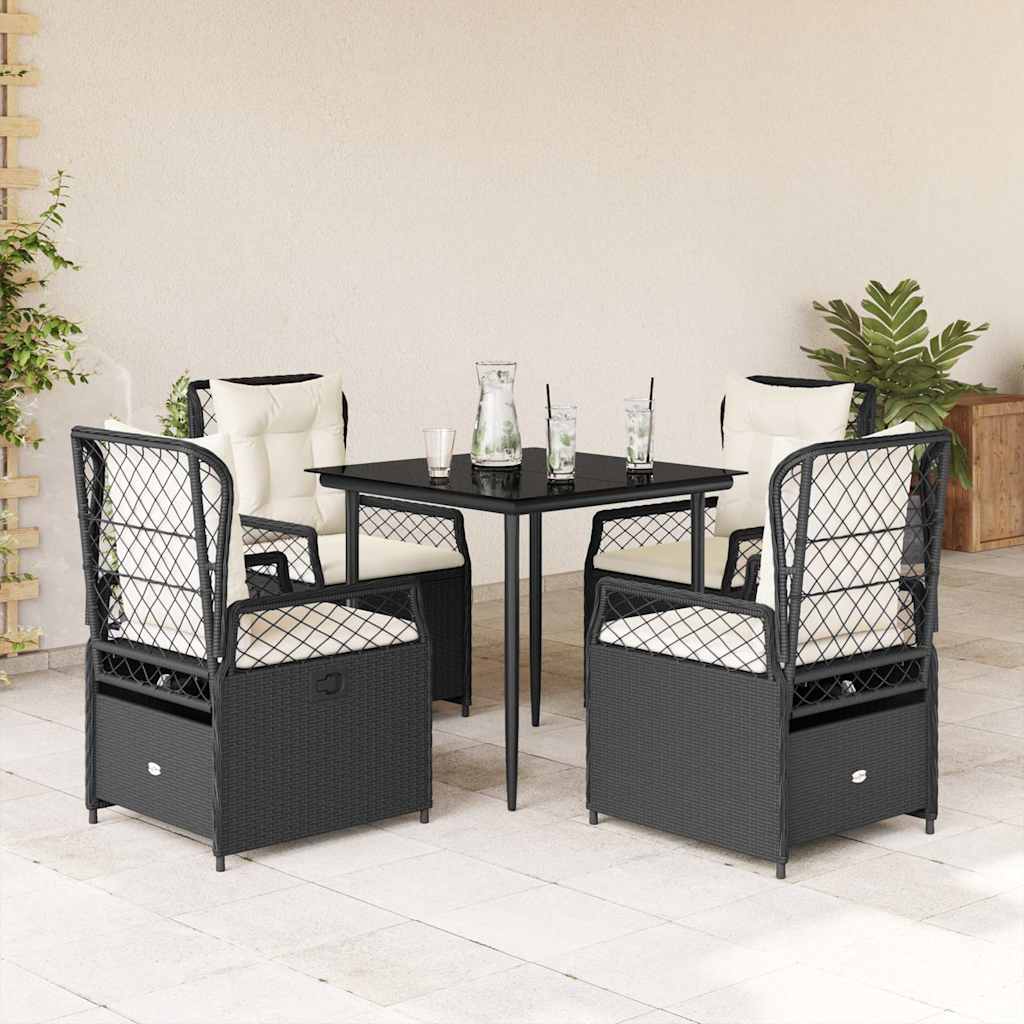 5-delige Tuinset met kussens poly rattan zwart is nu te koop bij PeponiXL, paradijselijk wonen!