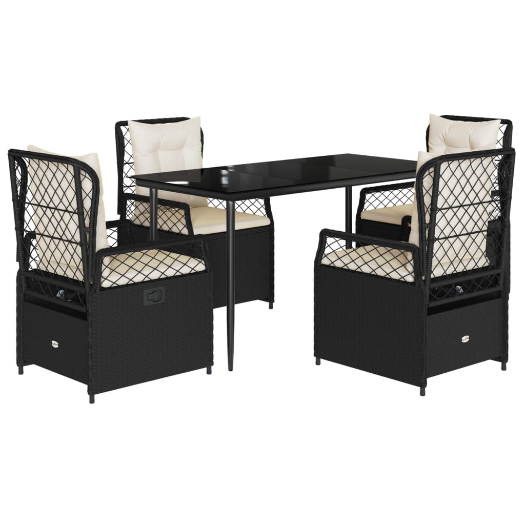 5-delige Tuinset met kussens poly rattan zwart is nu te koop bij PeponiXL, paradijselijk wonen!