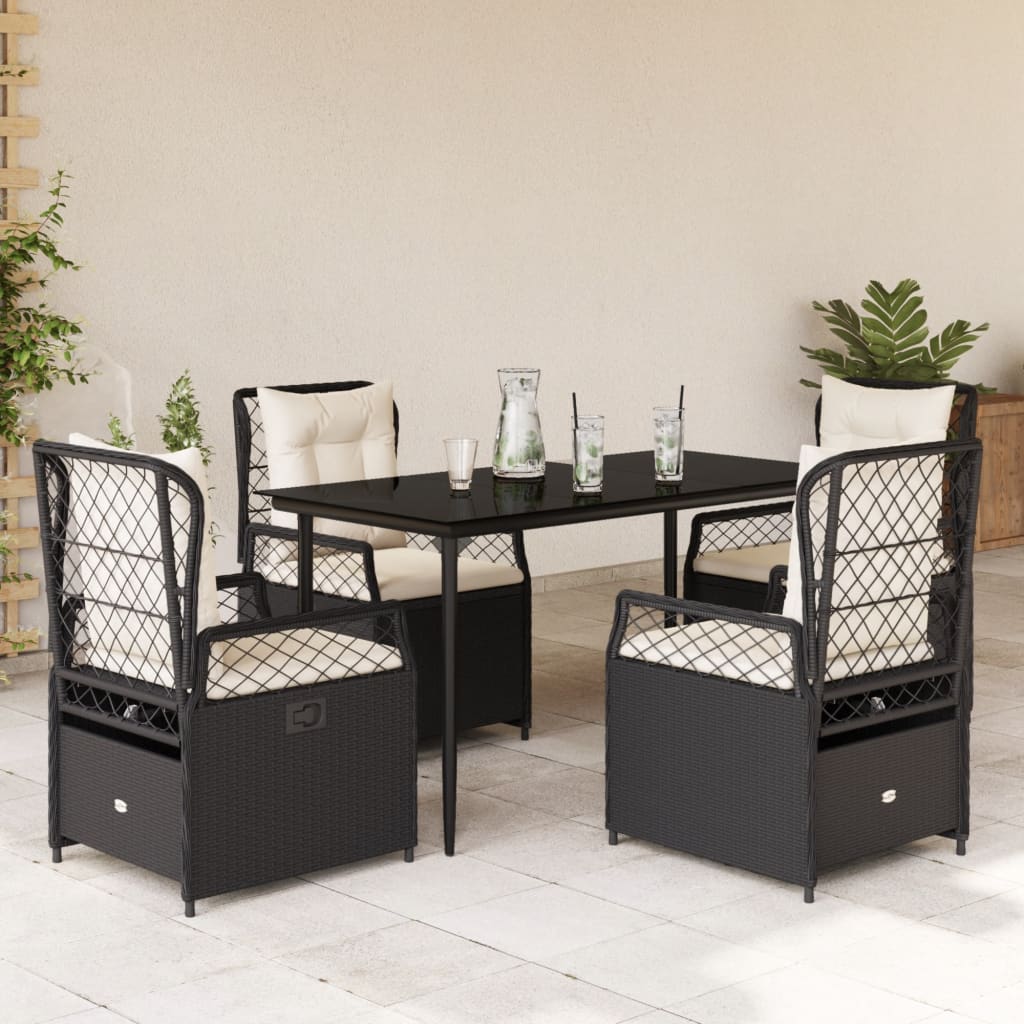 5-delige Tuinset met kussens poly rattan zwart is nu te koop bij PeponiXL, paradijselijk wonen!