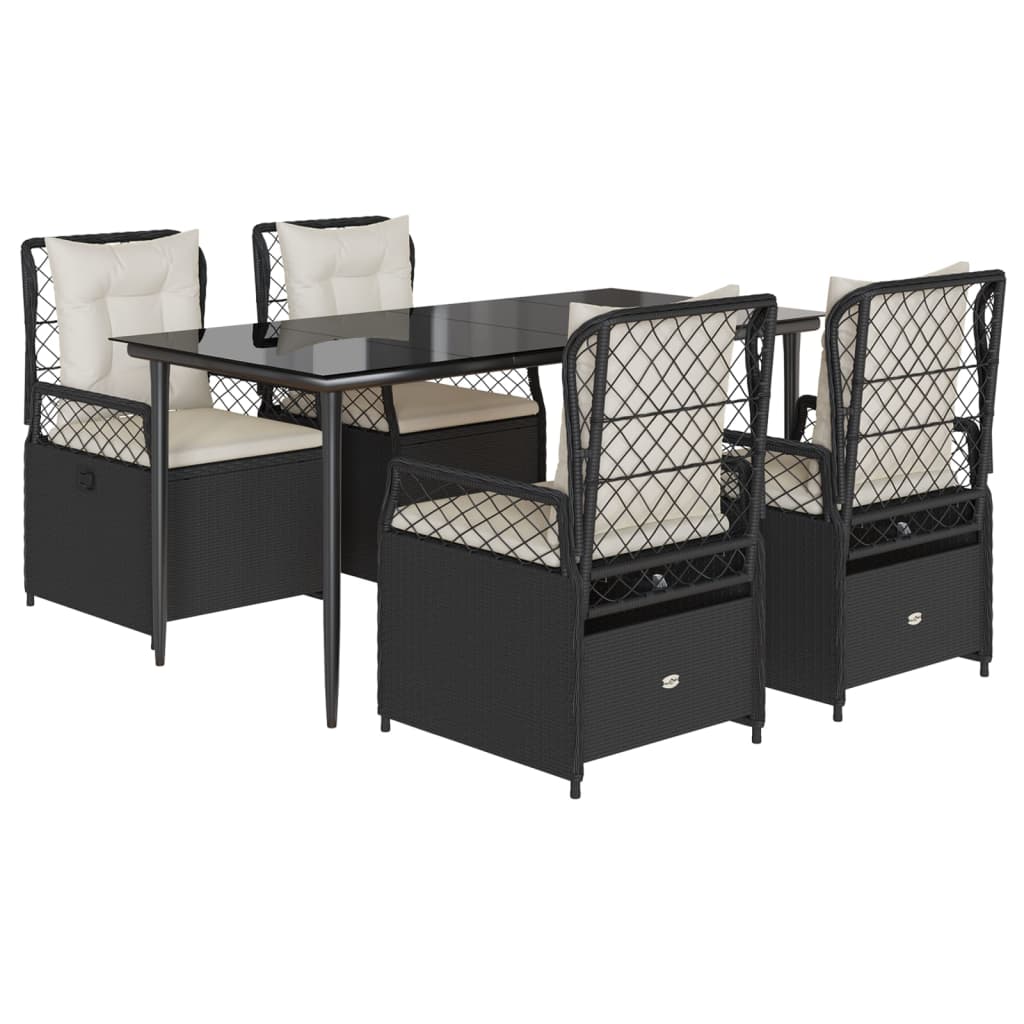 5-delige Tuinset met kussens poly rattan zwart is nu te koop bij PeponiXL, paradijselijk wonen!