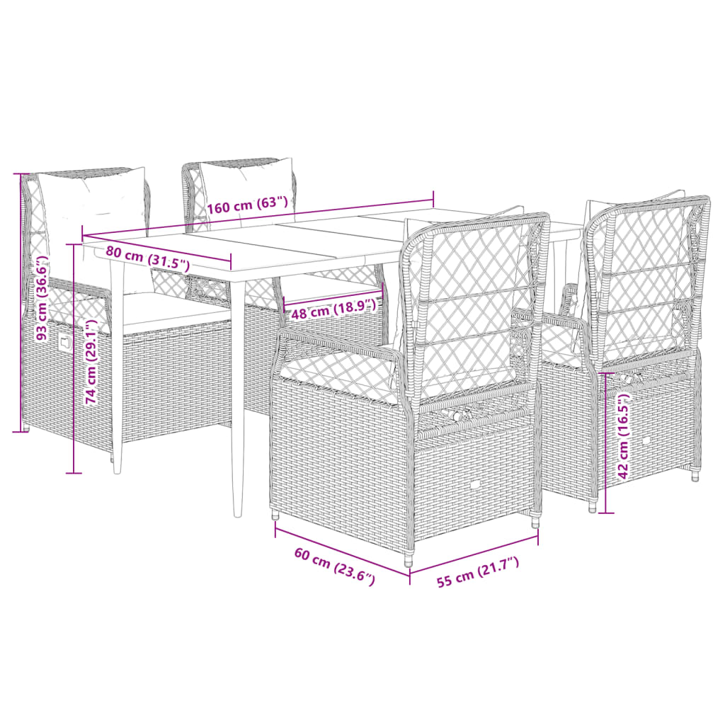 5-delige Tuinset met kussens poly rattan zwart is nu te koop bij PeponiXL, paradijselijk wonen!